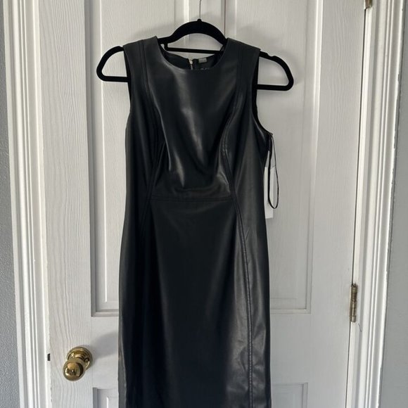 NEW WITH TAGS**CALVIN KLEIN**SUPER SOFT **BLACK*SHEATH DRESS*SIZE 6 - Picture 1 of 12